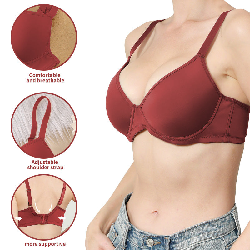 6-Pack Ultra-Soft Seamless Push-Up Bras - Comfortable Everyday Support, Elegant Style, Breathable Cups, Versatile Value Set for Women of All Shapes and Sizes - Perfect for Daily Wear, Lounging, and Layering Under Favorite Tops WX-24811