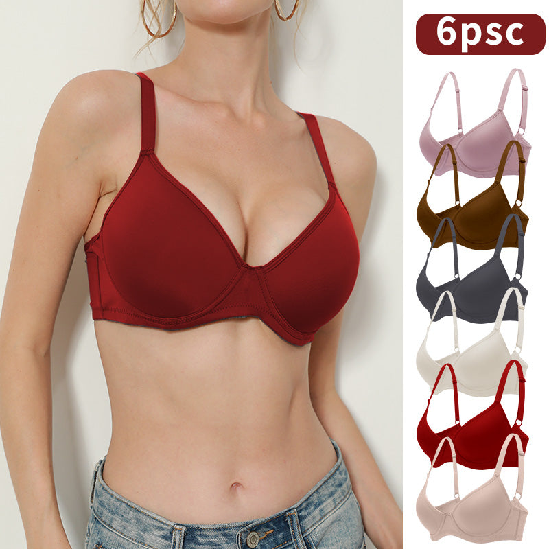 6-Pack Ultra-Soft Seamless Push-Up Bras - Comfortable Everyday Support, Elegant Style, Breathable Cups, Versatile Value Set for Women of All Shapes and Sizes - Perfect for Daily Wear, Lounging, and Layering Under Favorite Tops WX-24811