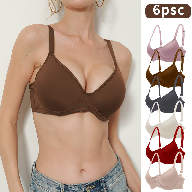 6-Pack Ultra-Soft Seamless Push-Up Bras - Comfortable Everyday Support, Elegant Style, Breathable Cups, Versatile Value Set for Women of All Shapes and Sizes - Perfect for Daily Wear, Lounging, and Layering Under Favorite Tops WX-24811