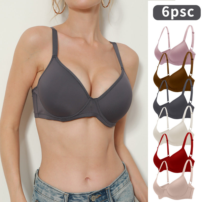 6-Pack Ultra-Soft Seamless Push-Up Bras - Comfortable Everyday Support, Elegant Style, Breathable Cups, Versatile Value Set for Women of All Shapes and Sizes - Perfect for Daily Wear, Lounging, and Layering Under Favorite Tops WX-24811