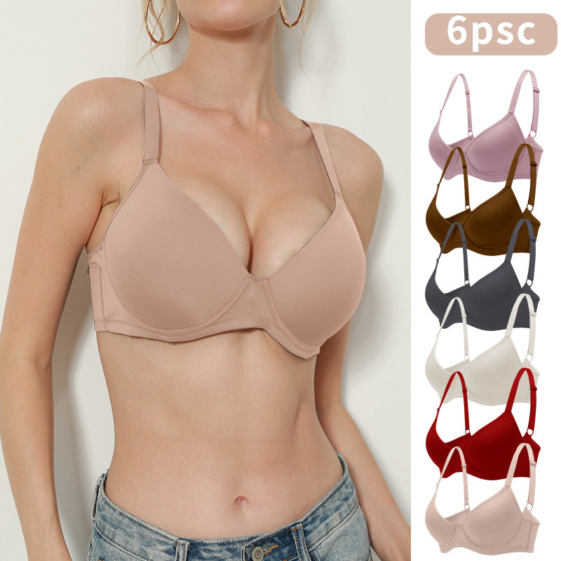 6-Pack Ultra-Soft Seamless Push-Up Bras - Comfortable Everyday Support, Elegant Style, Breathable Cups, Versatile Value Set for Women of All Shapes and Sizes - Perfect for Daily Wear, Lounging, and Layering Under Favorite Tops WX-24811