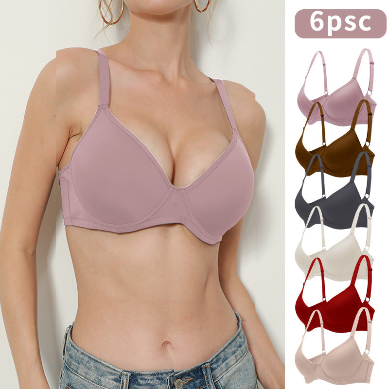 6-Pack Ultra-Soft Seamless Push-Up Bras - Comfortable Everyday Support, Elegant Style, Breathable Cups, Versatile Value Set for Women of All Shapes and Sizes - Perfect for Daily Wear, Lounging, and Layering Under Favorite Tops WX-24811